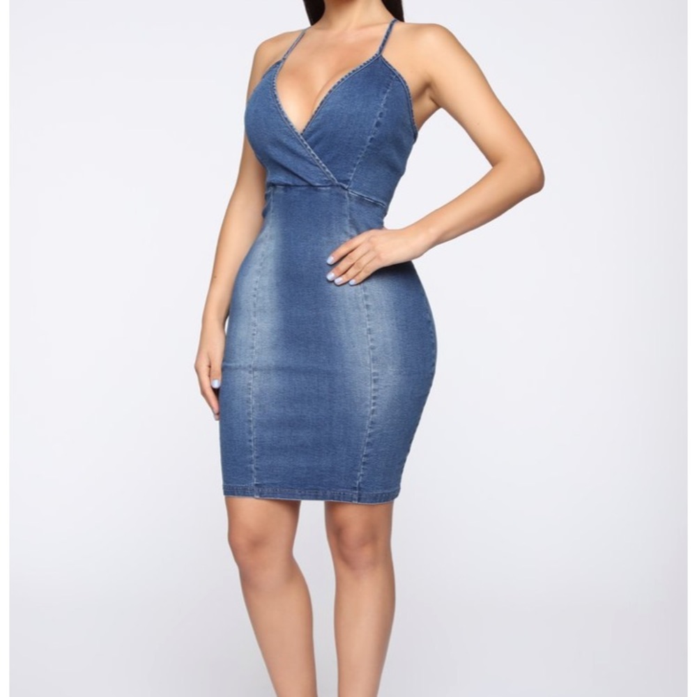 Hyped Up Denim Dress - Mediumwash